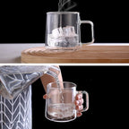 CNGLASS Double Wall Glass Coffee Mugs 15.2oz(450ml),Large Clear Insulated Glass Espresso Cup with Handle,Set of 1