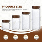 24 oz/710 ml Glass Jar with Airtight Wooden Screw Top Lid, Clear Stackable Food Storage Canister, Medium Cute Decorative Glass Container for Coffee, Candy, Cookie, Sugar, Oatmeal, Salt, Spice