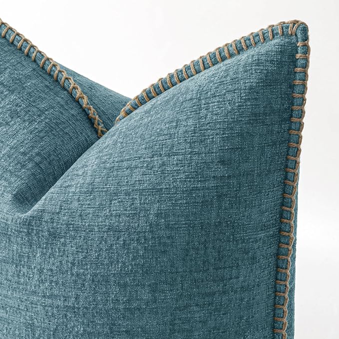 MIULEE Decorative Lumbar Throw Pillow Covers 12x20 Inch Smoke Blue 2 Pack | - Image 2