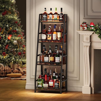 4-Tier Trapezoid Liquor Stand for Home Bar, Stepped Wine Rack Freestanding - Image 6