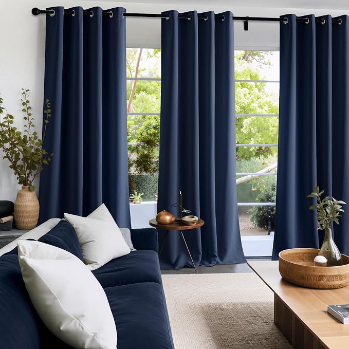 NICETOWN Room Darkening Draperies Curtains Panels, 2 Panels Navy Blue W52 x L84 - Image 8