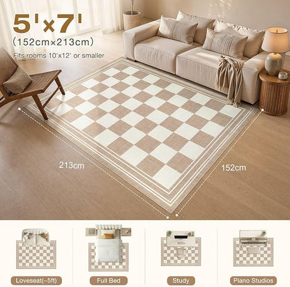 cotiled Boho 5x7 Area Rugs for Living Room: Soft Moroccan Washable Rug | Solve - Image 7