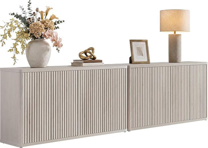 SICOTAS Buffet Cabinet with Storage Accent Sideboard with 8 Doors 132.6" Fluted by SICOTAS