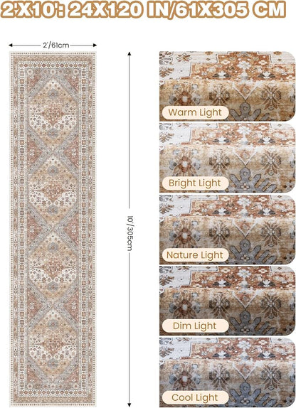 Runner Rug 2x10, Vintage Washable Rugs - Image 2