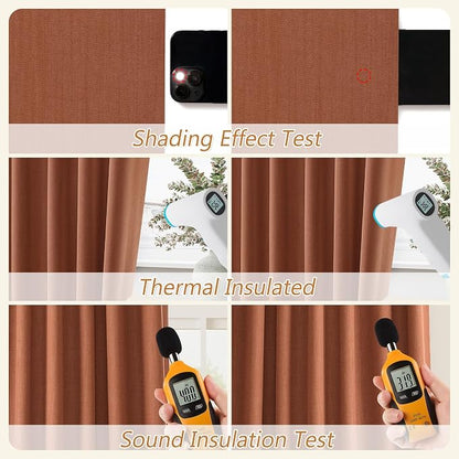 Terracotta 100% Blackout Curtains 96 Inch Length 2 Panels Set Fall Curtains - Image 5