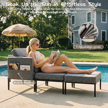 5 in 1 Modular Patio Furniture Set, 3 Piece Aluminum Convertible Outdoor - Image 6