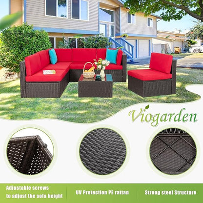 Vongrasig 7 Pieces Patio Furniture Sets, Outdoor Modular Sectional Sofa Patio - Image 7