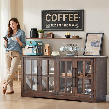 AMERLIFE Farmhouse 63" Buffet Sideboard Cabinet - Image 3
