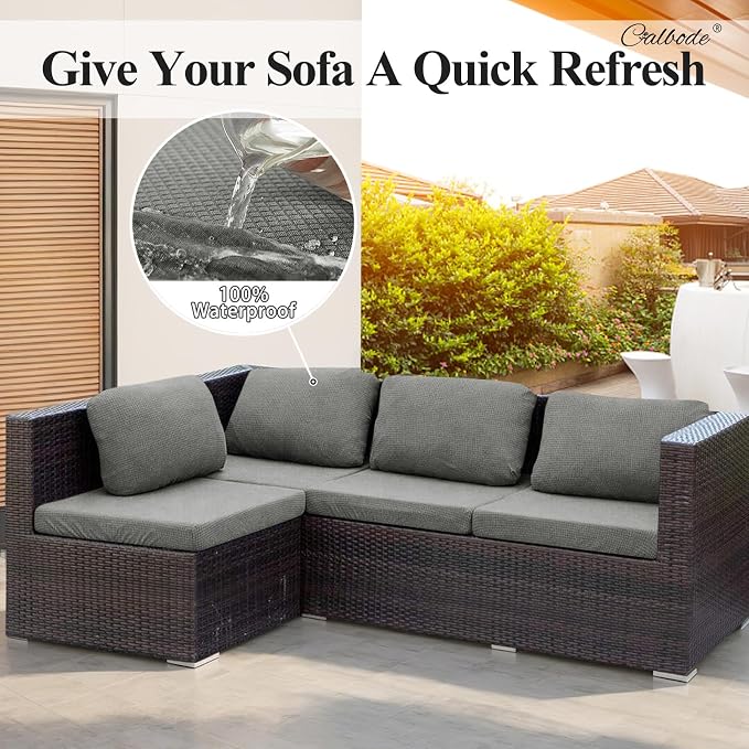 CALBODE 12Pcs Outdoor Stretch Cushion Covers, Waterproof Outdoor Chair Cushion - Image 4