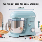 Kitchen in the box Stand Mixer - 900W Kitchen Mixer with Bowl 6.5 QT,Bread Dough Standing Mixers Tilt-head with Dough Hook, Whisk, Flat Beater and Splash Guard (Blue)