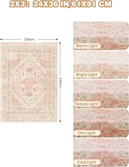 2x3 Entryway Rug Vintage Washable Rug Runner - Image 2