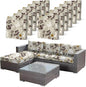 CALBODE 12 Pcs Waterproof Patio Cushion Covers, Floral Printed Stretch Outdoor by CALBODE