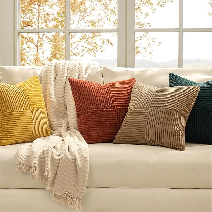 MIULEE Fall Green Rust Throw Pillow Covers 18x18 Inch Set of 4 Boho Farmhouse - Image 2