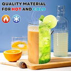 Joyclub Glass Cups with Bamboo Lids and Straws 6 Set 16 oz Reusable Iced Coffee Cup Beer Can Drinking Jars for Smoothie Whiskey Boba Soda Tea Gift