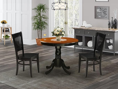 East West Furniture ANVA3-BLK-W 3 Piece Kitchen Table Set - Image 2