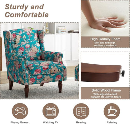 Pia Ricco High Back Floral Accent Chair - Image 4