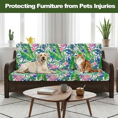 CALBODE 8 Pcs Outdoor Seat Cushion Covers, Tropical Plant | Botanical Chair - Image 6