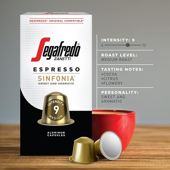 Segafredo Zanetti Espresso Capsules – Aluminum Pods for Nespresso Original Machines – Sinfonia & Encore Variety Premium Espresso – Medium & Medium-Dark Roast – Sinfonia & Encore, 10 Count (Pack of 4)