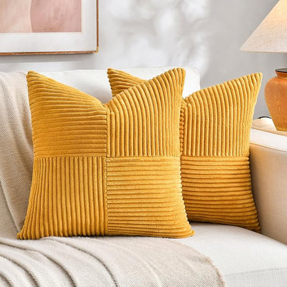 Fancy Homi 2 Packs Gold Yellow Samll Decorative Throw Pillow Covers 14x14 Inch by Fancy+Homi