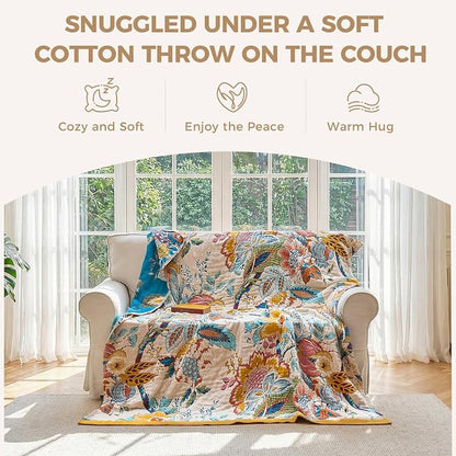 LUTBM Boho Throw Blanket for Bed Cotton Blankets Twin Size for Bedroom Living - Image 4