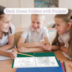 Zzrywuty File Folders with Pockets Letter Size, 50-Pack Paper Folders with Card Slot, Two Pocket Folders for School Students, Businessmen, Home and Office Workers（Dark Green）