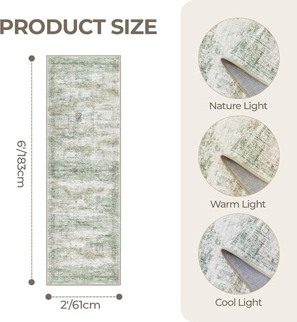 2x6 Runner Rug Non Slip, Washable Hallway Runner Rug, Nursery Room, Soft Runner - Image 2