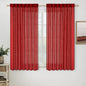 MIULEE Red Linen Short Curtains 52x63 Inch Long 2 Panel by MIULEE