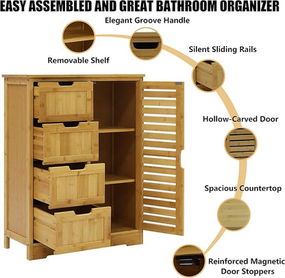 Yardenaler Bamboo Bathroom Storage Cabinet - Image 4
