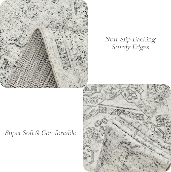 Soalmost 6x9 Area Rug for Living Room Washable Non-Slip Rugs Light Gray | - Image 5