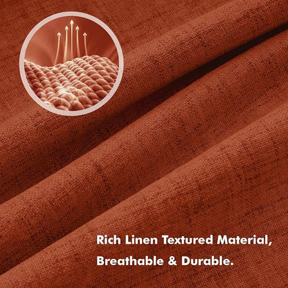 MIULEE Fall 100% Blackout Linen Curtains 42 x 90 Inch Burnt Orange 2 Panels | - Image 3