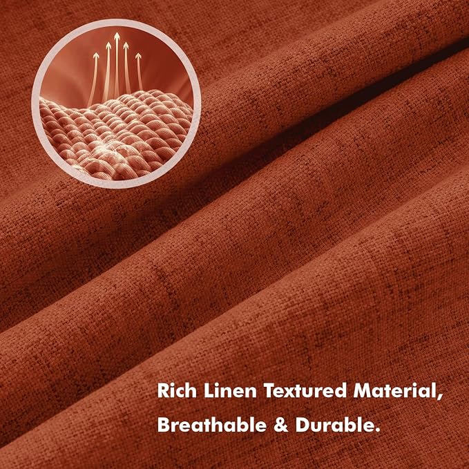 MIULEE Fall 100% Blackout Linen Curtains 42 x 72 Inch Burnt Orange 2 Panels | - Image 3