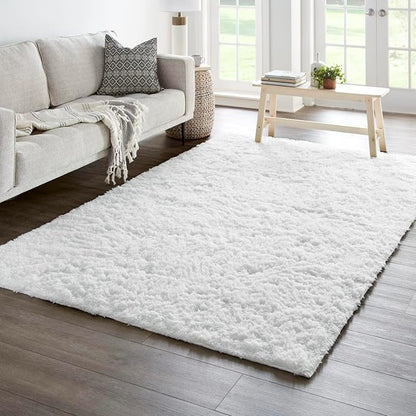 Ophanie 5x8 White Rugs for Living Room, Fluffy Fuzzy Plush Soft Carpets - Image 5