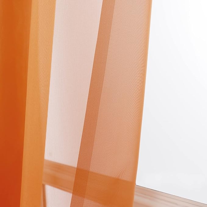 Sheer Curtains 63 inch Length 2 Panels Set, Rod Pocket Voile Fimly Sheer Drapes - Image 4