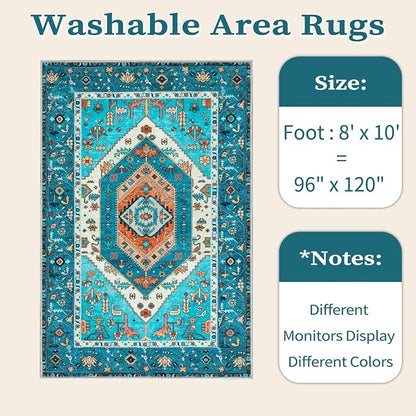 SERISSA 8x10 Washable Non Slip Boho Area Rug - Image 6