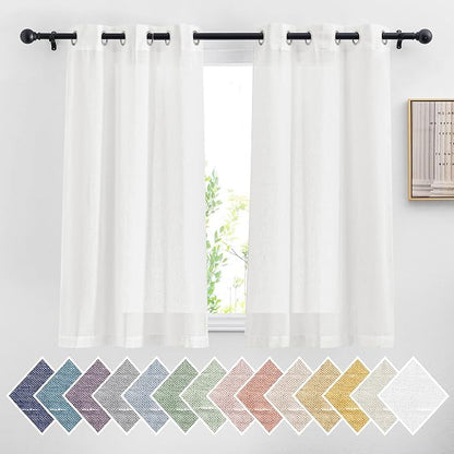 NICETOWN Linen Sheer Short Curtains 48 inch Length 2 Panels by NICETOWN