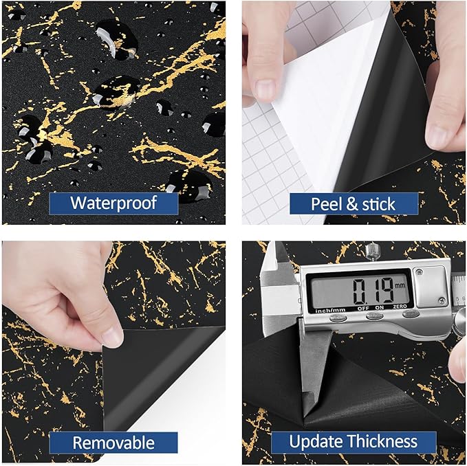 FunStick 24"x200" Modern Black and Gold Wallpaper Peel and Stick Wallpaper - Image 5