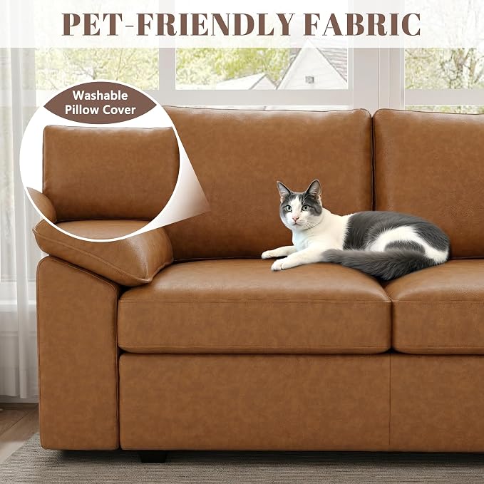 85 Inch Faux Leather Modular Sectional Sofa - Image 8
