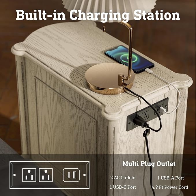 STO'SENSE Nightstand Set of 2 w/Charging Station & 3 Drawers, Pre-Assembled - Image 3