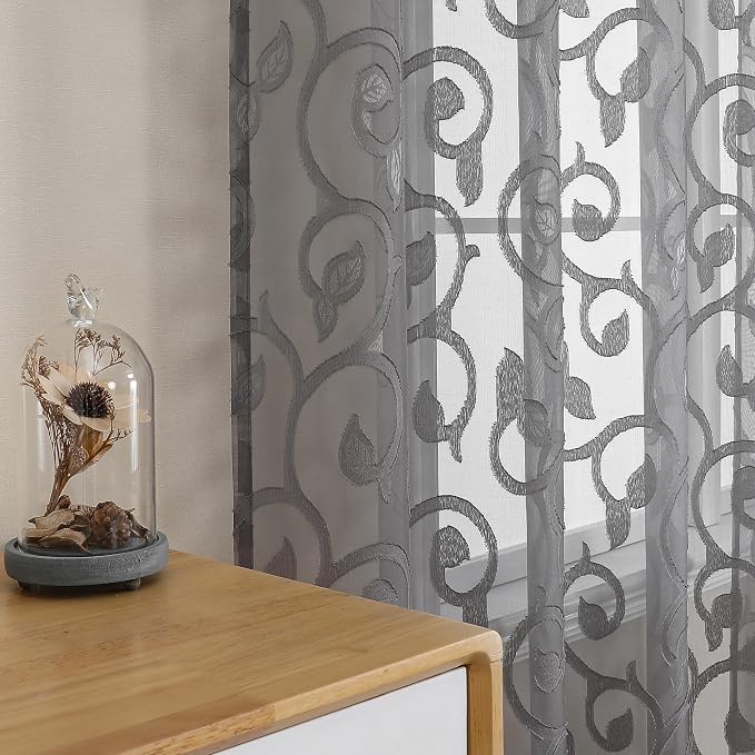 Furman Extra Long Sheer Charcoal Gray Curtains 96 inches Long - Image 3