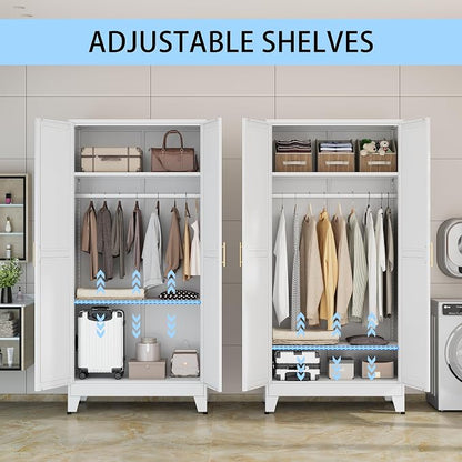erosoei 71 "Metal Armoire Wardrobe Closet, Steel Clothing Storage Cabinet - Image 3
