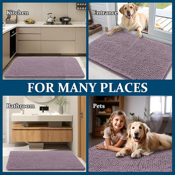 OLANLY Dog Door Mat for Muddy Paws 54x24, Super Absorbent Chenille Mud Mat | - Image 8