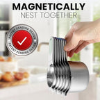 Spring Chef Magnetic Stainless Steel Measuring Cups (Patent Pending), Kitchen Tools with Easy to Read Markings for Measuring Dry or Liquid Ingredients, Set of 7, Winter Frost