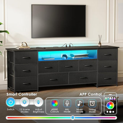 Huuger 63 Inch TV Stand for 65, 70 Inch TV, 11 Drawer Long Dresser - Image 4