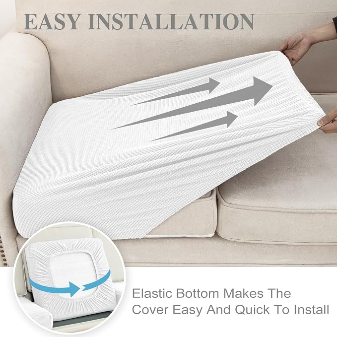 LA MEACK Couch Cushion Cover Seat Cushion Cover Stretch Armchair Cover Separate - Image 5