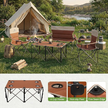 Camping Chair Set of 3, Outdoor Folding Camping Chairs - Image 5