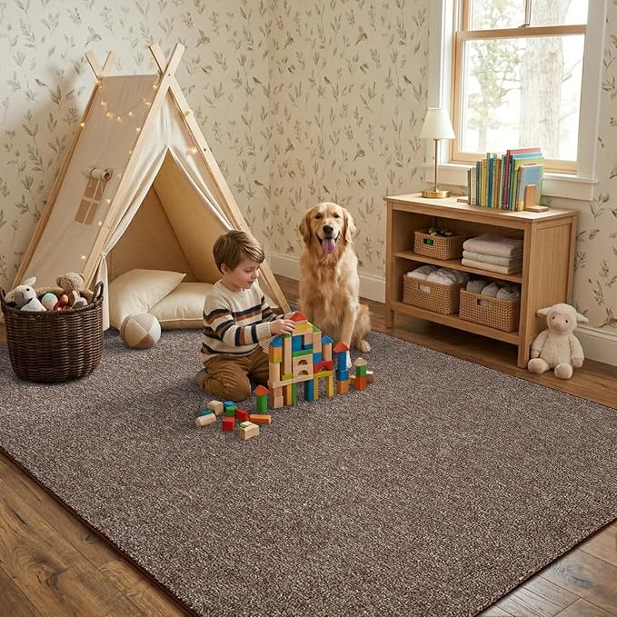4x6 Coffee/White Area Rug Washable Non-Slip Soft - Image 3
