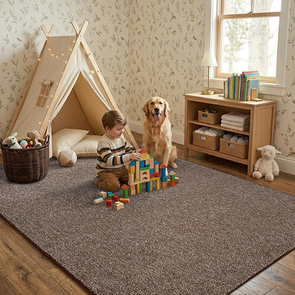 4x6 Coffee/White Area Rug Washable Non-Slip Soft - Image 3