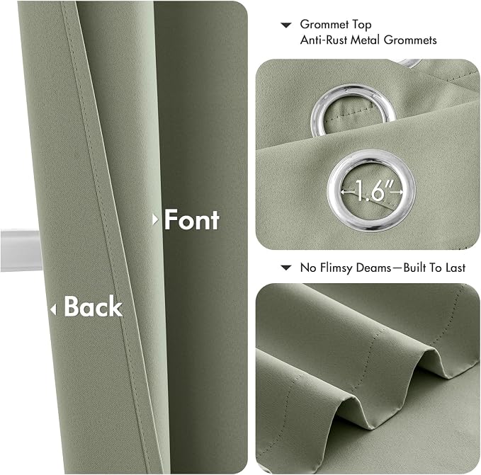 MIULEE Blackout Curtains for Bedroom 2 Panels 40 x 86 Inch Long Sage Green | - Image 4