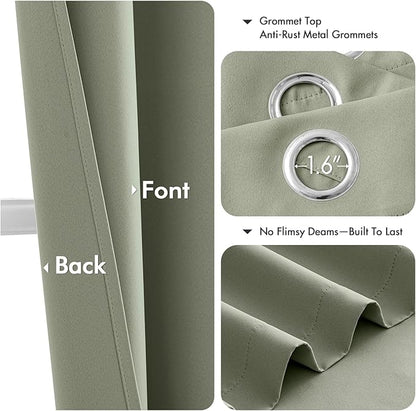 MIULEE Blackout Curtains for Bedroom 2 Panels 34 x 63 Inch Long Sage Green | - Image 4