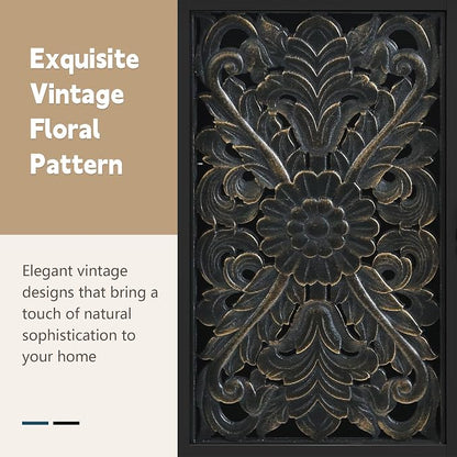 ARTPOWER Accent Cabinet with 2 Doors, Vintage Carved Wood Storage Cabinet - Image 4